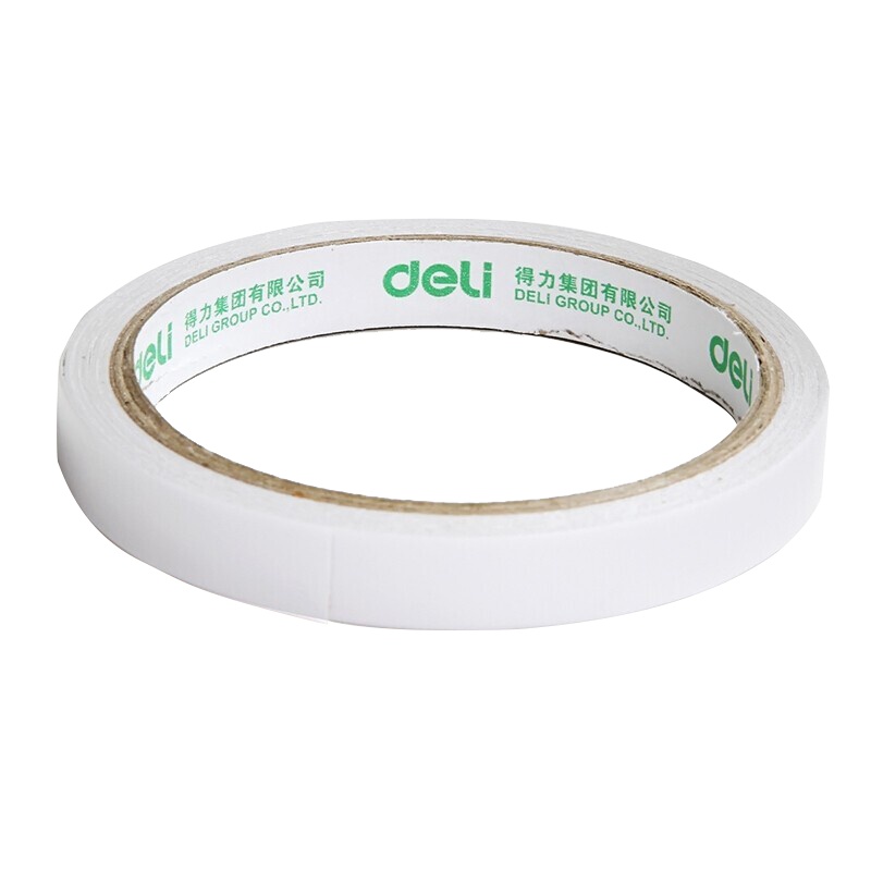 得力30406棉纸双面胶带18mm*10y*80um(白)(1卷/袋)(单位:件)