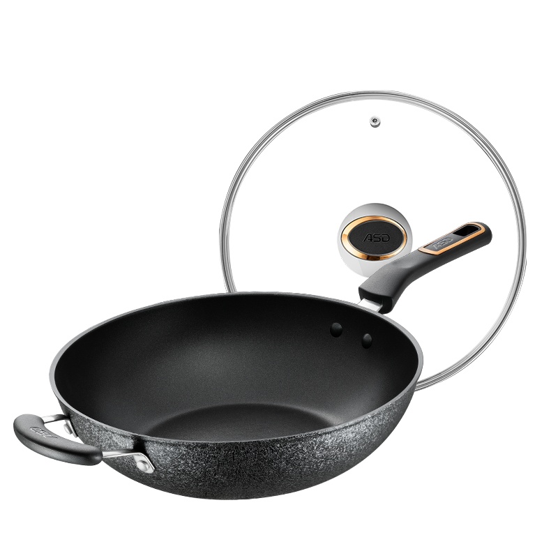 爱仕达(ASD) 锅具32CM冰裂纹炒锅锅具炒菜锅 燃气厨具炒锅电磁炉通用 CL32C3WG 送锅铲