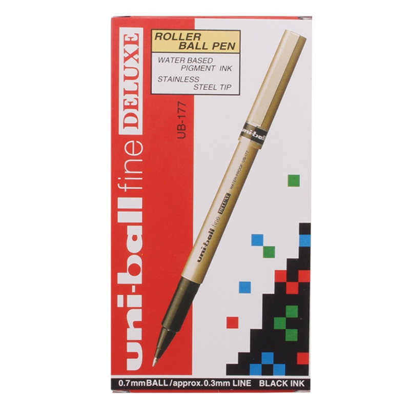 三菱( uni)UB-177中性笔12支/盒 0.7mm中性笔水笔 直液式水笔签字笔碳素笔学生书写笔写字笔 办公财务用笔