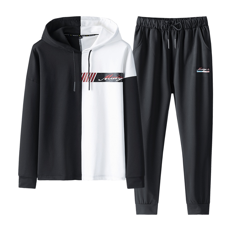 稻草人(Mexican)卫衣男春秋季韩版潮流连帽套头卫衣休闲运动裤子两件套装