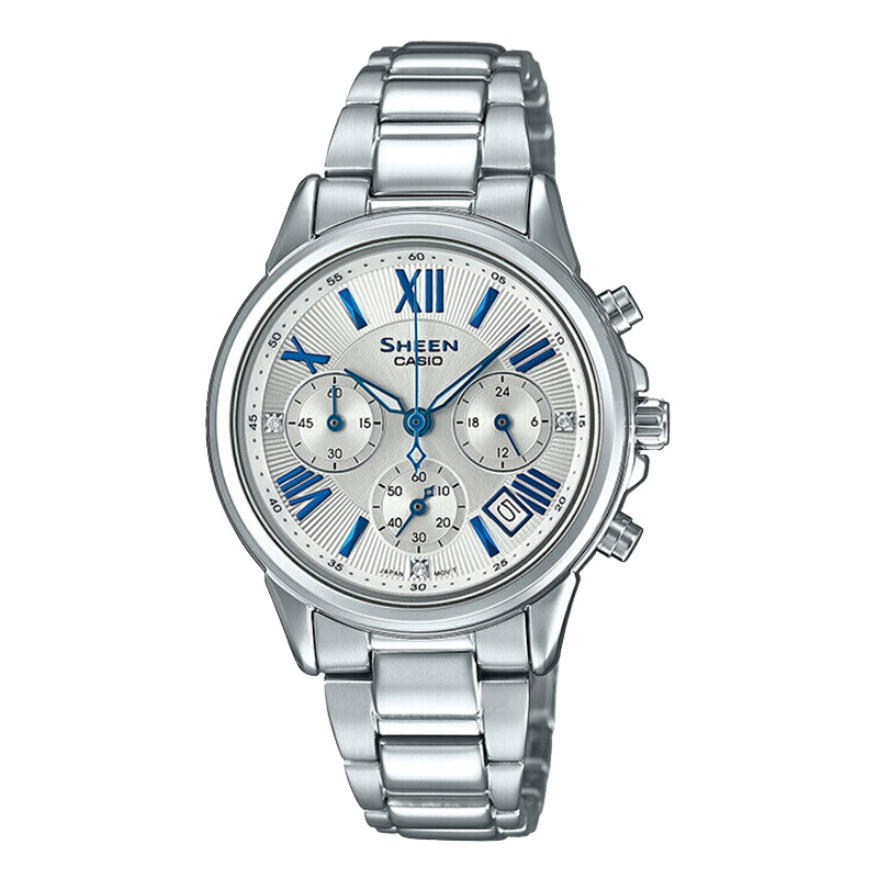 CASIO卡西欧 石英表 女 SHEEN系列人造蓝宝石镜面休闲商务优雅时尚石英女士表SHE-5520D-7A
