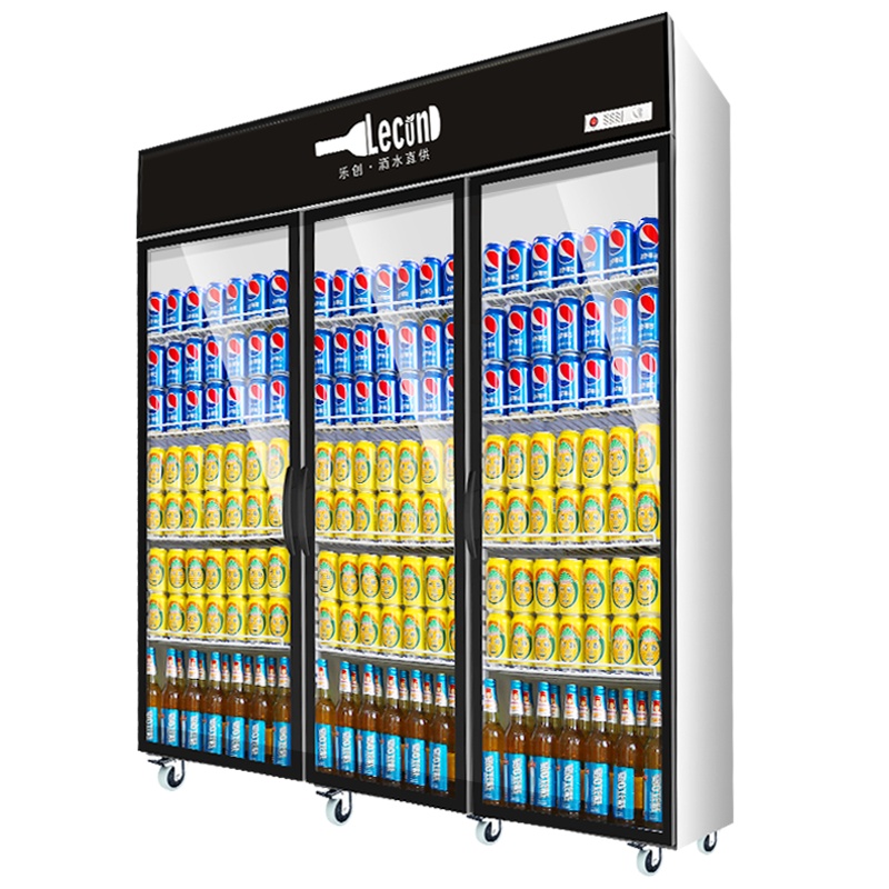 飞天鼠(FTIANSHU) 三开门冷藏展示柜冰柜商用冰箱展示柜冷藏冷柜冰柜啤酒陈列柜点菜柜蔬菜水果保鲜柜 直冷石榴红