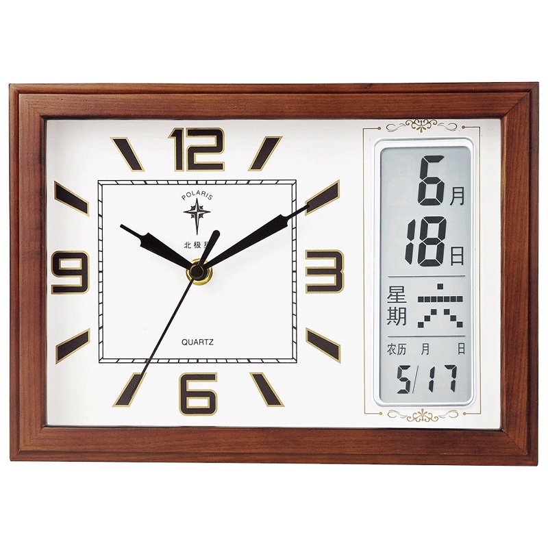 北极星(POLARIS)挂钟钟表客厅时钟石英钟中式静音家用客厅卧室装饰时尚现代简约台挂两用挂表