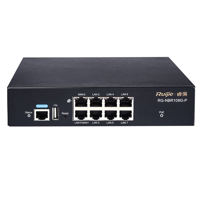 睿易 锐捷(Ruijie)网关路由器RG-NBR108G-P 千兆8口多合一POE网关AC路由器 黑色