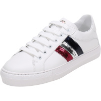 MONCLER 盟可睐 女士 皮革系带休闲运动鞋板鞋小白鞋 4M70440 01ALG