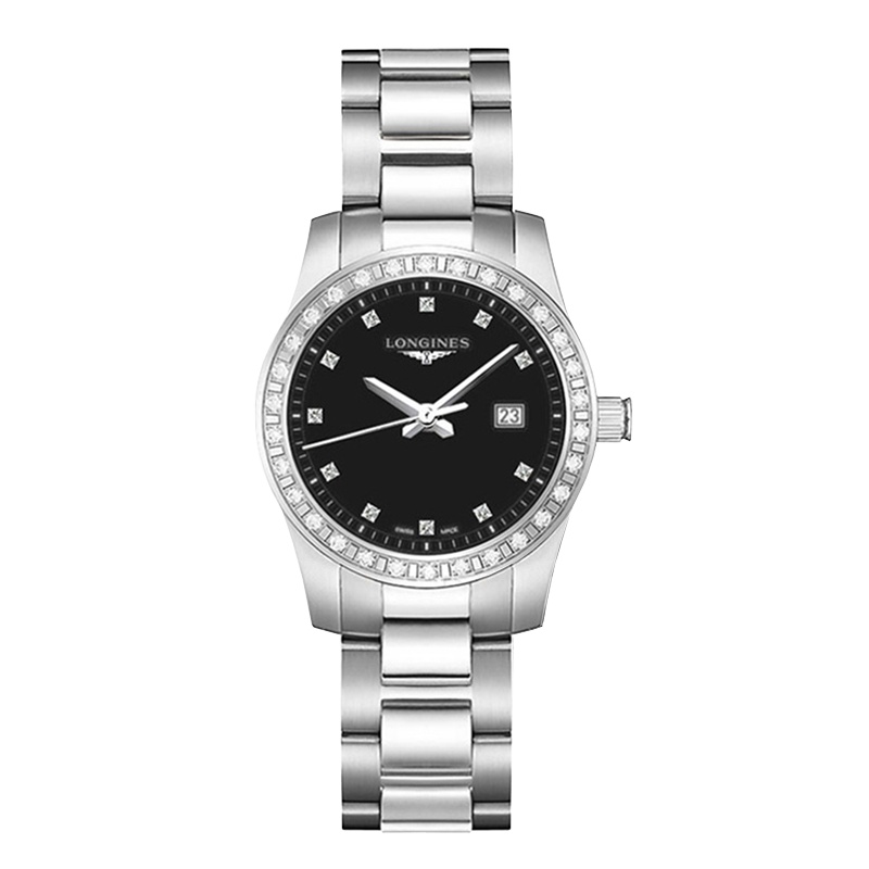 瑞士浪琴(LONGINES)表康卡斯系列时尚镶钻女表 L3.401.0.57.6 石英表女