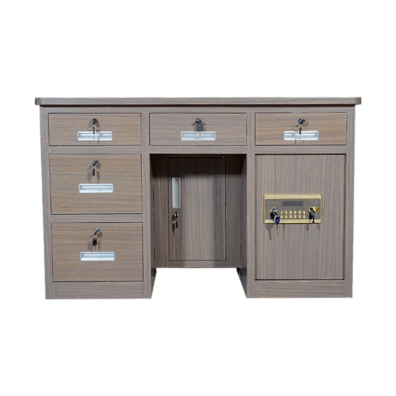 永格黑枫木纹1.2米全钢保险桌带保险柜办公电脑桌财务桌收银投币桌老板桌指纹密码桌