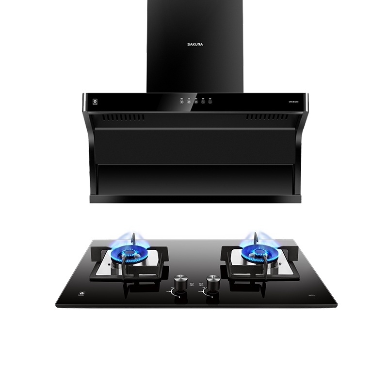 樱花(SAKURA)烟灶套装7字型抽油烟机家用吸油烟机大吸力顶吸侧吸式油烟机CXW-280-QA01+B9201液化气