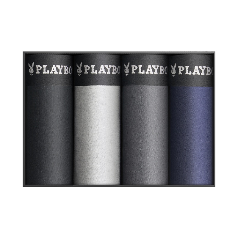 花花公子内裤男士纯色棉质平角裤四角短裤头抗菌内档U凸中腰宽边裤衩D5106