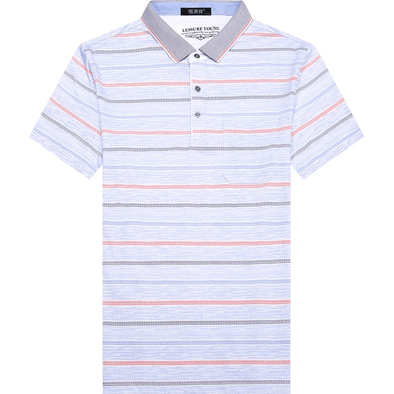 恒源祥2020夏季新款印花短袖T恤男 中年爸爸装休闲翻领Polo衫