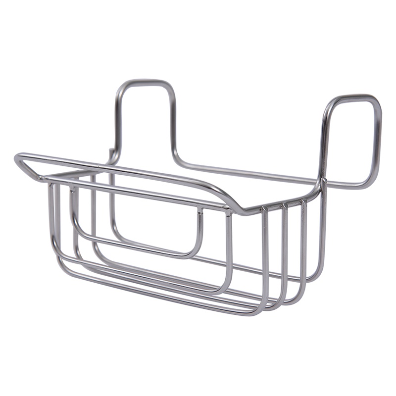 欧润哲 水槽挂篮 304不锈钢连毛巾架款 厨房家用刷子抹布收纳篮