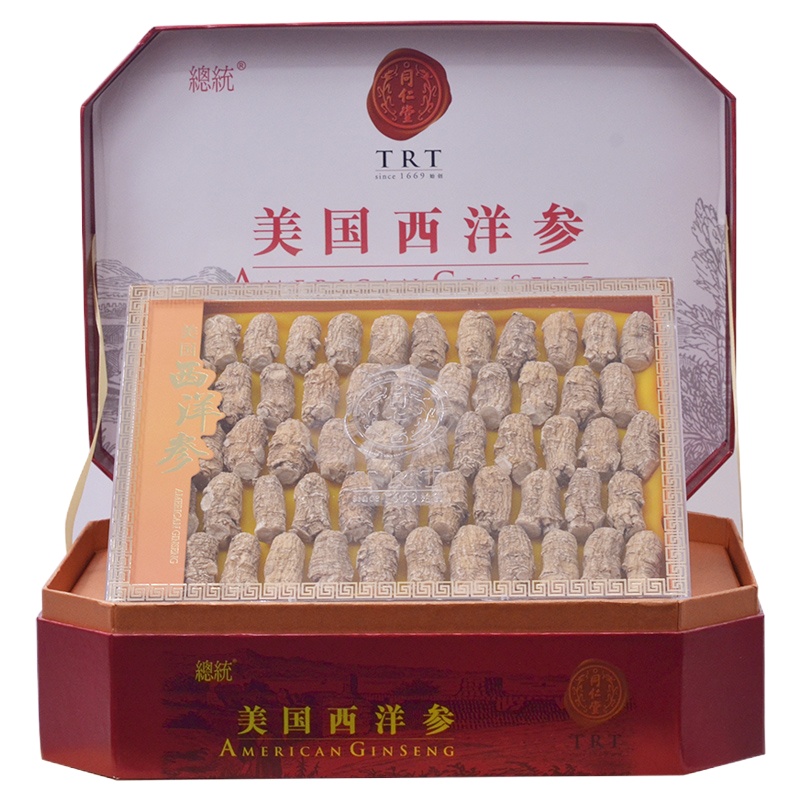 北京同仁堂总统牌美国西洋参段礼盒装4#贰面260g自行切片打粉皆宜