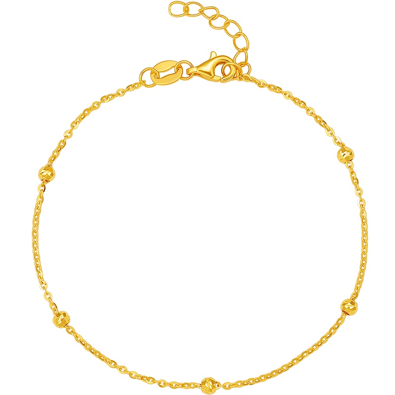 周大生正品黄金手链足金女款极光金系列几何金珠手饰百搭简约时尚