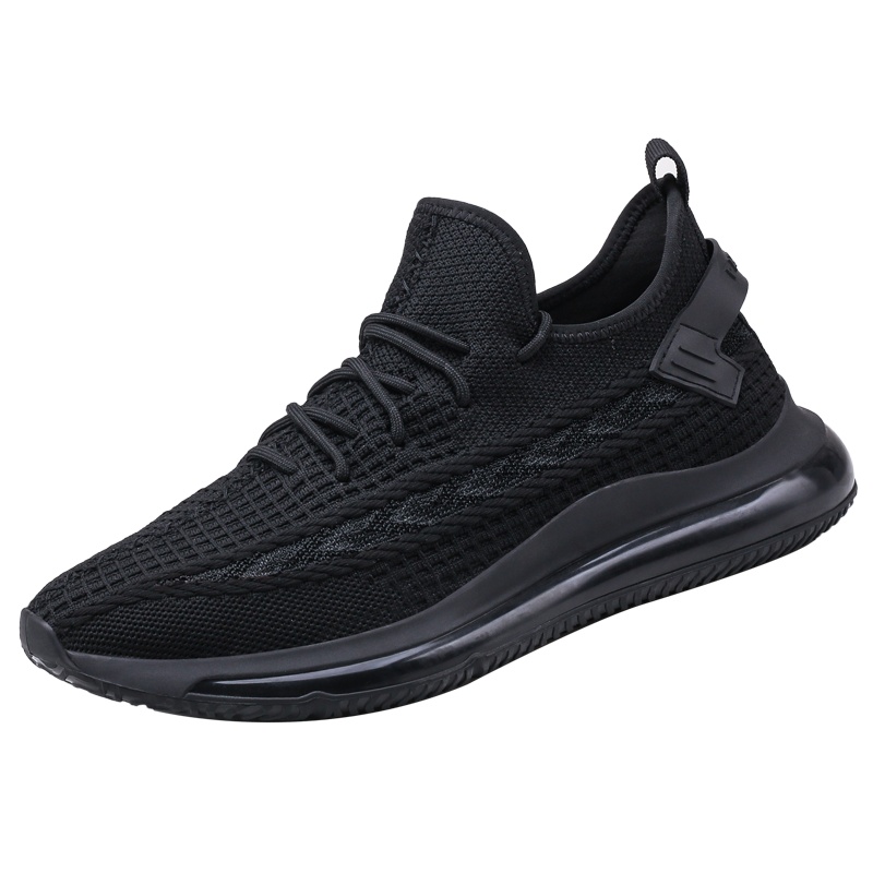 坚马男鞋秋季透气网面休闲鞋运动全黑网鞋2021新款春飞织轻便青少年