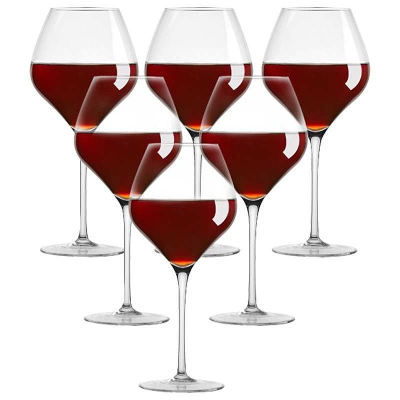 意德丽塔罗纳柔情家用创意玻璃红酒杯高脚杯无铅晶质酒具6只装550ml+开瓶器三件套+杯刷