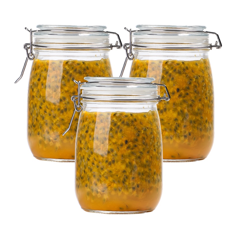 [Scybe]喜碧潘多拉1100ML密封罐玻璃果酱泡酒瓶透明无铅食品奶粉储物罐五谷杂粮储存罐 三只装