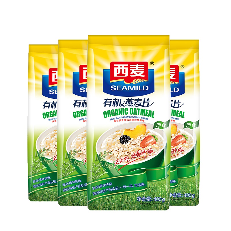 西麦 即食有机燕麦片400g袋装 有机认证 不添加蔗糖 冲饮早餐