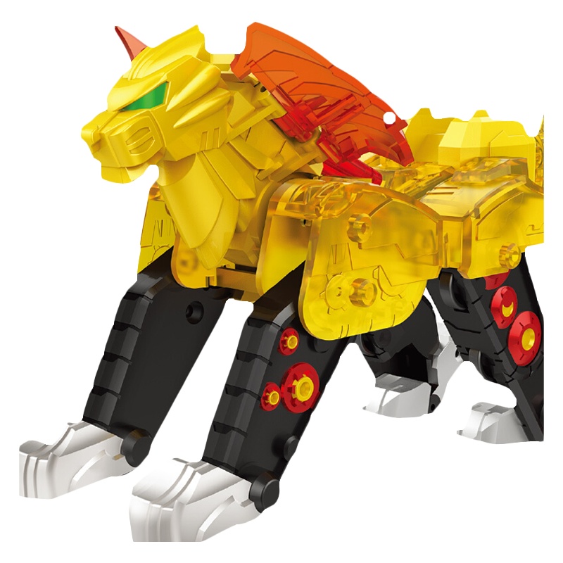 三宝武装精灵力量爆速合体玩具对战套装爆速出击变形机甲机械兽男女孩儿童玩具 [基础版]金狮王机械兽(540007)