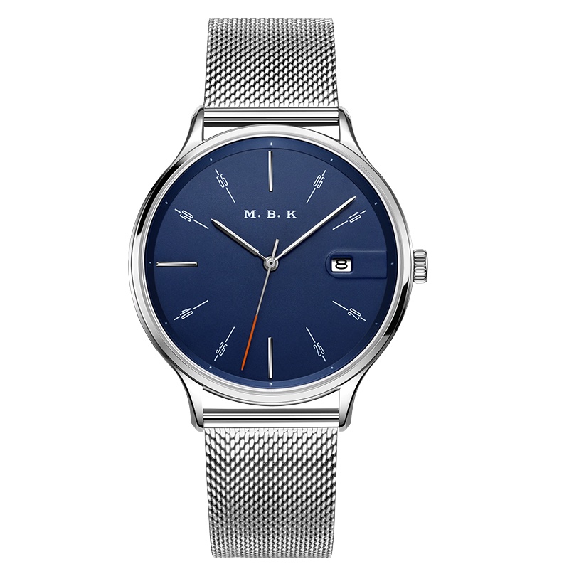 M.B.K欧美品牌手表潮流防水全自动机械表 男手表男士蓝宝石腕表男表简约时尚带日历表M1001G009