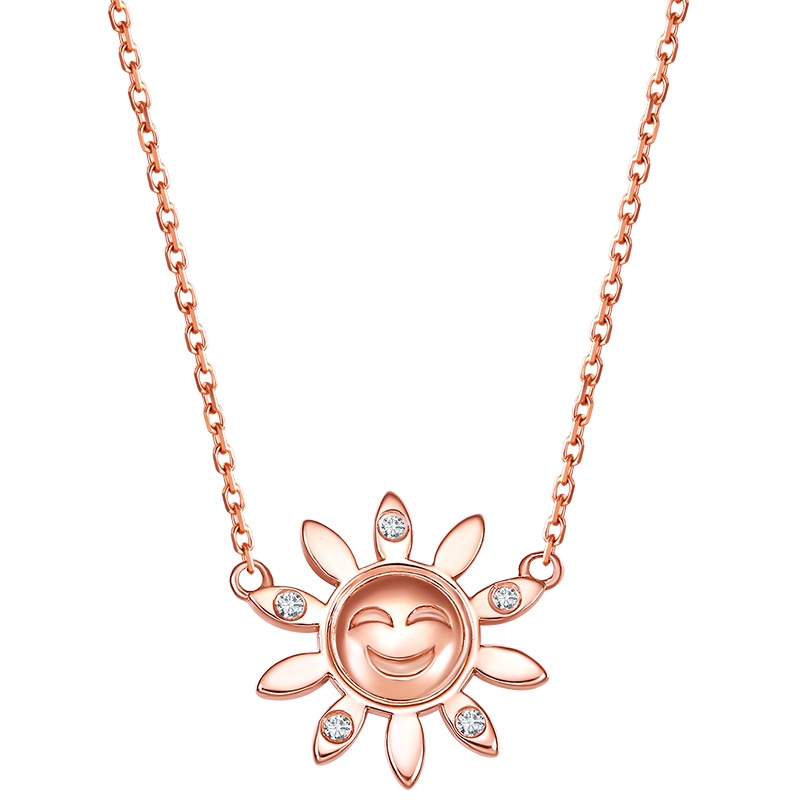 周六福玫瑰18K金微笑小太阳钻石套链904
