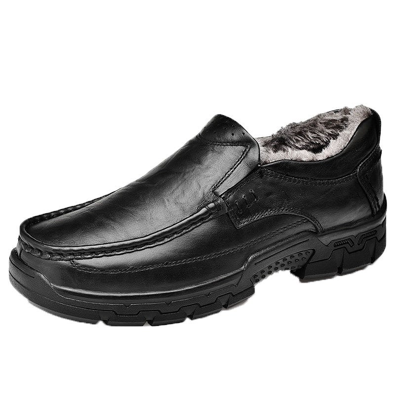 公牛世家(G.N.Shi Jia)男士真皮商务休闲鞋大头厚底爸爸鞋加绒保暖棉鞋GN5589