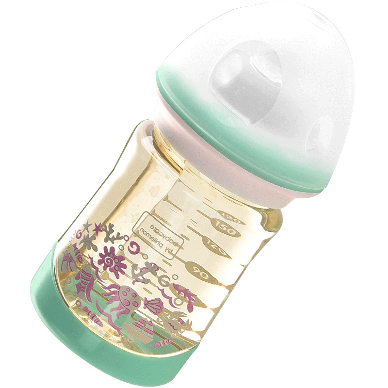 babycare婴儿奶瓶新生儿宽口径ppsu宝宝吸管奶瓶防胀气防摔无手柄150ml 绿色
