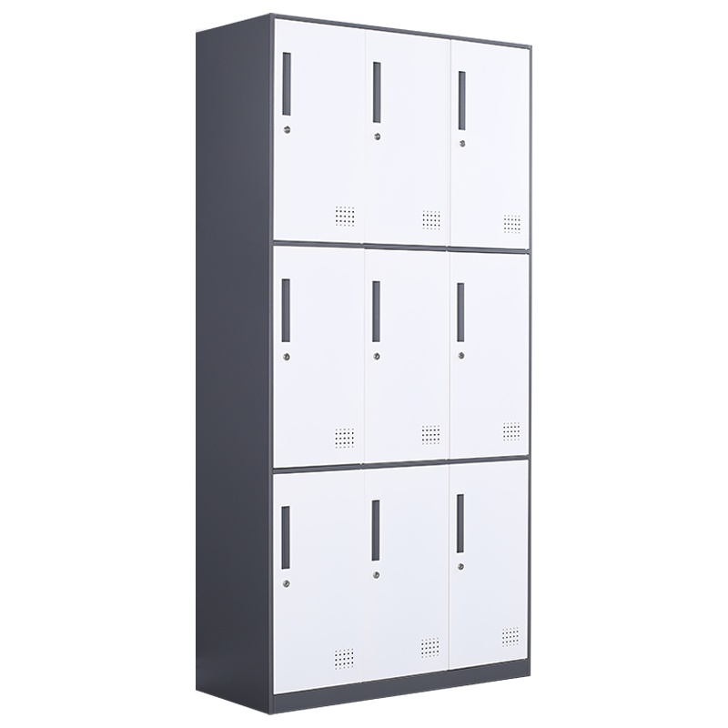 慧采云 办公家具优质钢制窄边套色九门办公柜铁皮柜更衣柜换衣柜子收纳柜储物柜900*500*1850mm