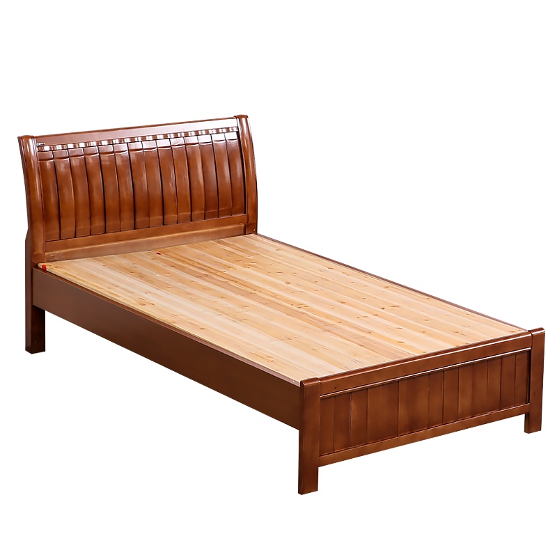 [红心家居]现代中式卧室单人床简约家具实木床1.2米床