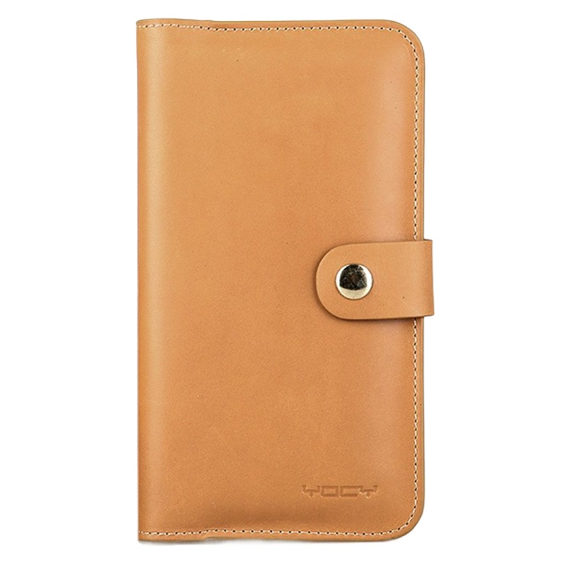YOCY 手机收纳包头层牛皮手机套苹果11ProMax华为mate30Pro三星note10+等手机保护套双机收纳卡其色
