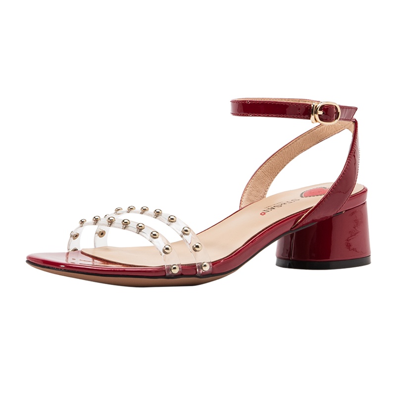 星期六(ST&SAT)夏季新款一字带扣式中空中跟凉鞋女SS92115176