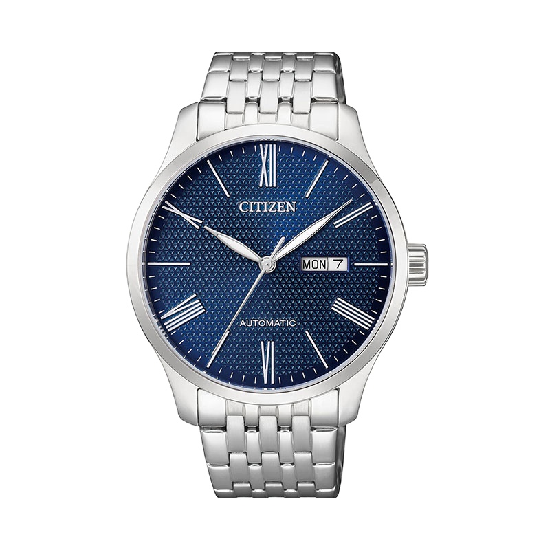西铁城(CITIZEN)自动机械不锈钢表带休闲男表 蓝盘网格男表NH8350-59L