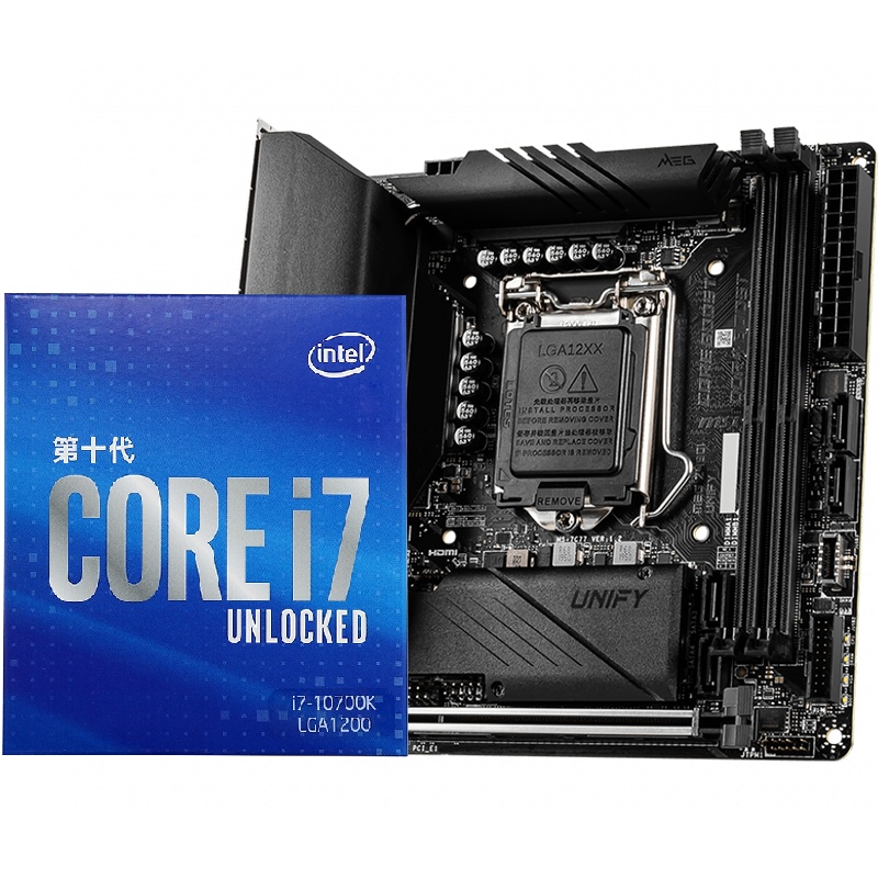 微星MSI MEG Z490I UNIFY主板+i7 10700K处理器 板U套装