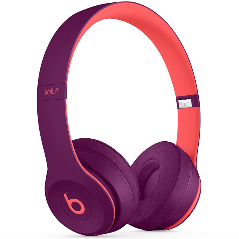 Beats Solo3 Wireless 蓝牙无线耳机 头戴式 降噪 线控 手机耳机 游戏耳机 苹果耳机 紫红色