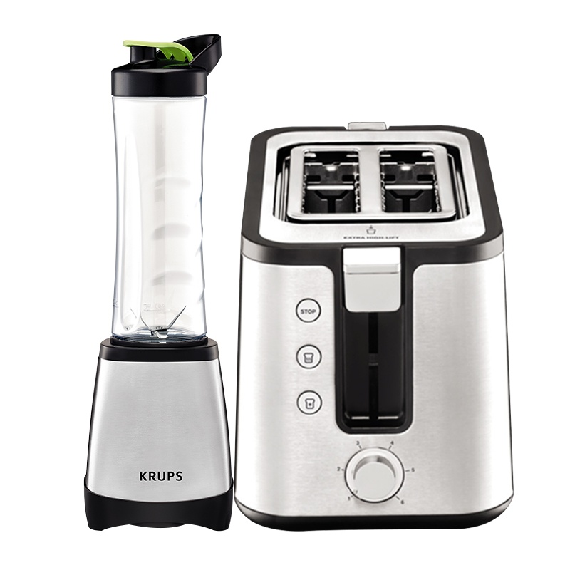 Krups随行搅拌杯便携多功能料理搅拌杯榨汁机多士炉西式早餐机加热烤吐司烤面包机两件套