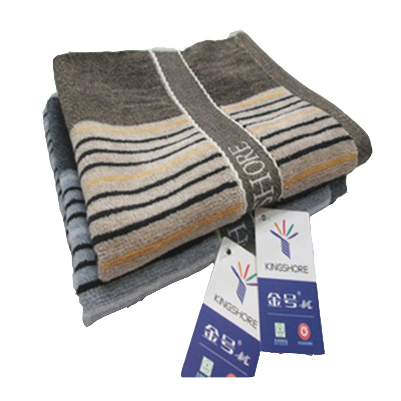 金号方巾 G6794 纯棉提缎割绒大气条纹男士柔软全棉小毛巾吸水 33x35cm 单条
