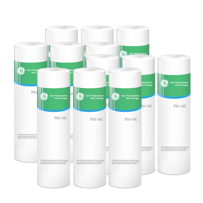 美国通用(GE)家用厨下式净水机前置10寸PP棉滤芯套装(12支装)过滤泥沙铁锈 延长主滤芯寿命