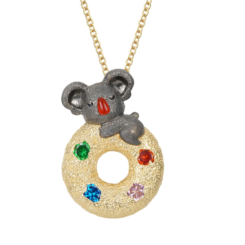 澳洲orange cube 梦幻甜心系列 吊坠可爱萌趣树袋熊甜甜圈项链女潮流送女友礼物个性金色首饰