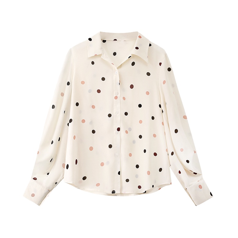 2019新款韩式复古波点雪纺衬衫韩版长袖春夏韩范打底衬衣