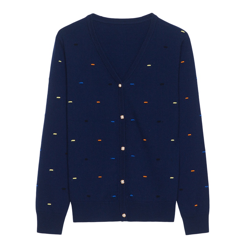 恒源祥女士羊毛衫秋冬款针织开衫V领纯羊毛衫宽松外搭毛衣