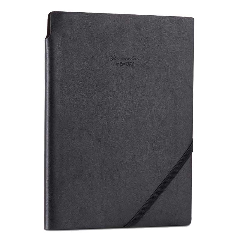 得力(deli)22215皮面本黑色 25K/96页商务记事本 绑带皮面本 笔记本子 日记本 记录本 笔记本/记事本