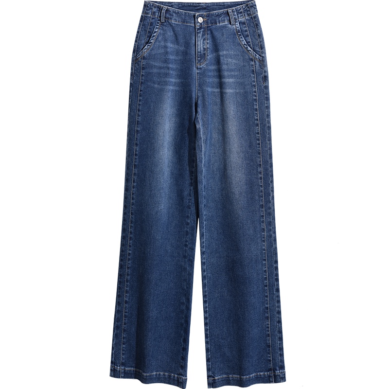 娅丽达女裤2019秋季新款阔腿牛仔裤女高腰垂感直筒宽松拖地长裤WI3103