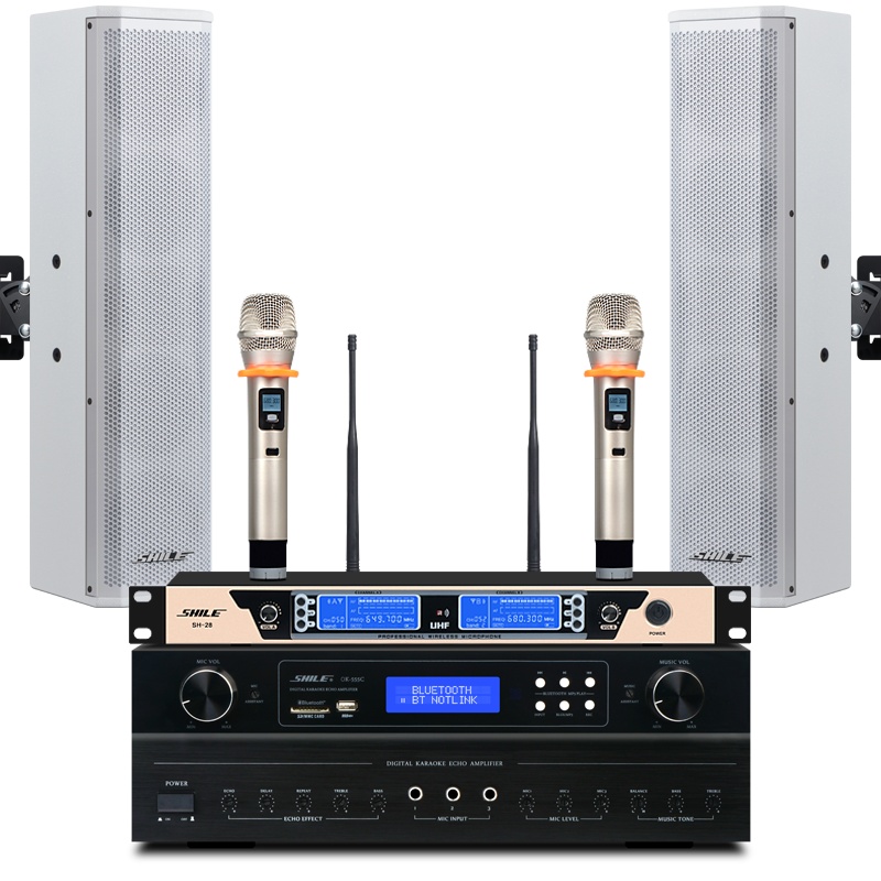 专业背景音乐会议多功能厅音响套装OK-555C+BX-406音箱2只 OK555C功放黑+BX406音箱黑1对+SH20