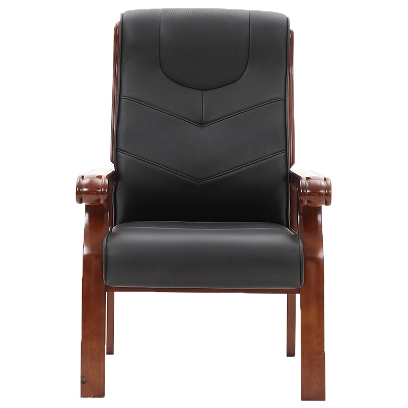 衡爵 办公椅 68*70*113CM 高级实木真皮老板椅办公电脑椅 深胡桃色