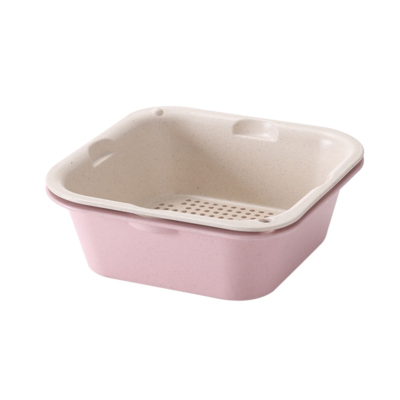 沥水篮 XTL1076 创意滤水果蔬菜筛子麦秆双层洗菜篮子(个)