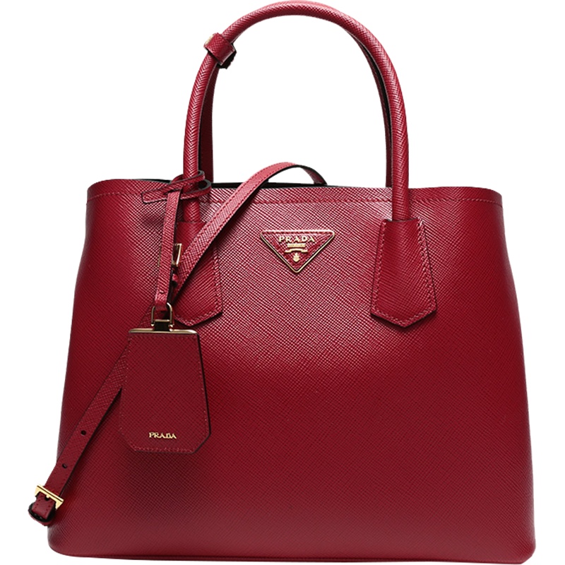 PRADA 普拉达 女士Double系列牛皮中号手提包单肩斜挎包 1BG775 2A4A