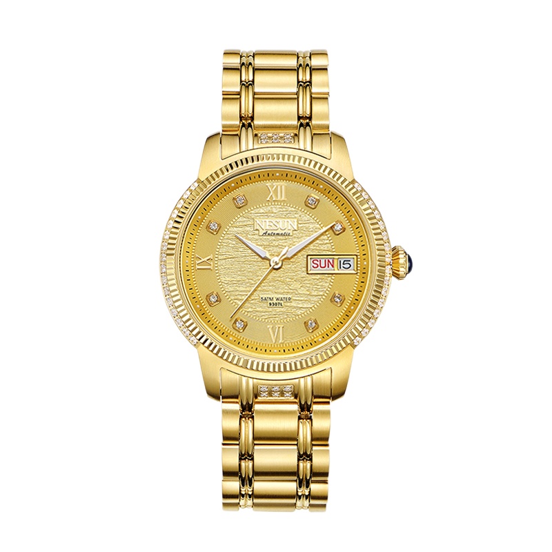 NESUN 尼尚 时尚商务手表精钢日历镶石潮流休闲机械腕情侣表