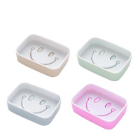 平放款 2个北欧蓝 粘贴肥皂盒创意沥水卫生间壁挂式免打孔笑脸双层大号皂架托香皂盒