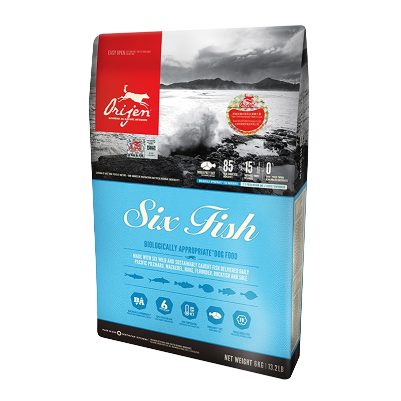 原始猎食渴望Orijen 经典六种鱼全犬粮 6kg加拿大进口成犬幼犬无谷美毛通用性全犬粮