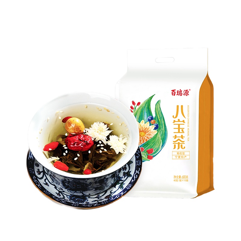 百瑞源宁夏特产三炮台花茶菊花红枣桂圆八宝茶盖碗茶三泡台
