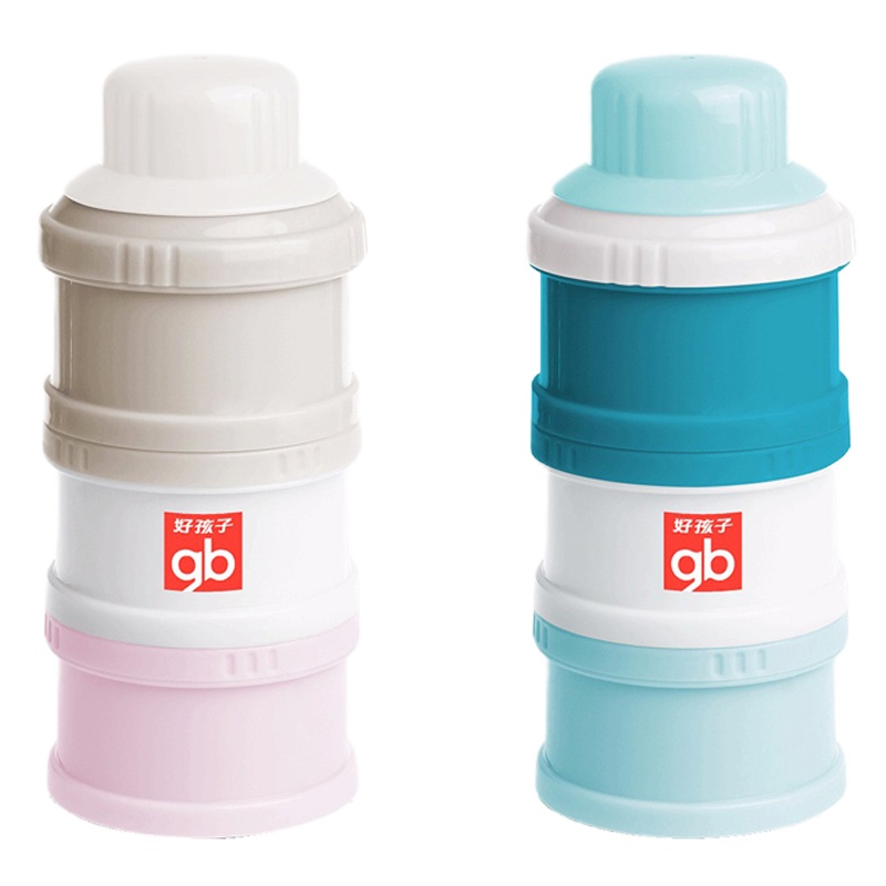 gb好孩子三层奶粉盒 婴儿分装奶粉格宝宝便携式大容量外出密封储存烂漫粉*1